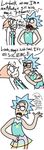  agentblackblood blue_hair cartoon_network crossover duo english_text female gem_(species) hair human mammal pearl_(steven_universe) rick_and_morty rick_sanchez steven_universe text 