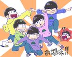  6+boys :&lt; :3 :d black_hair brothers chibi chibi_inset ginyu_force_pose heart heart_in_mouth hood hoodie jitome kozakura_(i_s_15) male_focus matsu_symbol matsuno_choromatsu matsuno_ichimatsu matsuno_juushimatsu matsuno_karamatsu matsuno_osomatsu matsuno_todomatsu meme messy_hair multiple_boys open_mouth osomatsu-kun osomatsu-san sandals sextuplets siblings sleeves_past_wrists slippers smile translation_request 