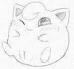  blush cute female feral jigglypuff looking_at_viewer mammal monochrome nintendo one_eye_closed pencil_(artwork) pok&eacute;mon pussy simple_background smile solo traditional_media_(artwork) video_games white_background wink yaroul 
