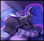  2015 animated anus black_border blue_eyes bridle clothing cutie_mark dock equine female feral friendship_is_magic hair horn horn_ring inside legwear long_hair looking_at_viewer lying mammal my_little_pony on_side princess_luna_(mlp) pussy rodrigues404 solo striped_legwear stripes winged_unicorn wings 