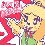  animal_crossing canine chibi cute dog female happy isabelle_(animal_crossing) mammal neonlink nintendo solo video_games 