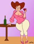  alcohol anthro beverage big_breasts breasts canine cleavage clothed clothing diraulus disney female food goof_troop mammal mature_female peg_pete solo 