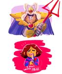  anthro asgore asgore_dreemurr caprine clothing crying fur goat hair horn human knife long_ears looking_at_viewer mammal melee_weapon monster polearm protagonist_(undertale) sad spear tears thatonegojimun_(artist) undertale video_games weapon 