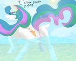  beach dickgirl friendship_is_magic intersex my_little_pony penis pokeality_love presenting princess_celestia_(mlp) seaside sun_glare water 