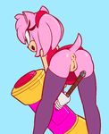  2015 amy_rose anthro anus bent_over butt clothed clothing female fur green_eyes headband hedgehog mammal open_mouth pink_fur pussy skirt solo sonic_(series) thanu upskirt 