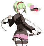  choker color_guide from_behind green_eyes green_hair hairband headphones highres phonon_(under_night_in-birth) short_hair solo tb_(spr1110) under_night_in-birth under_night_in-birth_exe:late[st] whip 