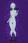  2_toes abstract_background anthro breasts caprine claws digitigrade female fur gelkoo hair kindred_(lol) lamb_(lol) mammal navel nude purple_eyes sheep simple_background solo spirit toes video_games white_body white_fur 
