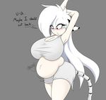  angelthecatgirl anthro belly big_belly big_breasts big_butt bovine breasts butt cattle chubby cleavage clothed clothing female hair huge_breasts huge_butt long_hair mammal mekana red_eyes solo wide_hips 