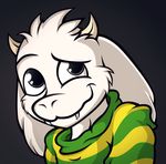  2015 absurd_res anthro asriel_dreemurr caprine clothing fur goat hi_res horn male mammal simple_background solo undertale veggie55 video_games white_fur 