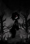  absurd_res black_theme creepy cute dark female hi_res lucky-77 shadow smile solo 