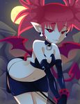  arched_back artist_name ass bare_shoulders choker demon_tail demon_wings disgaea earrings elbow_gloves etna gloves jewelry lips makai_senki_disgaea miniskirt moon navel obakawaii panties panty_pull pointy_ears pulled_by_self red_eyes red_hair short_twintails skirt skull_earrings smile solo spiked_hair tail twintails underwear wedgie window wings 