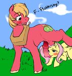  animal_genitalia balls big_macintosh_(mlp) blonde_hair blush cutie_mark duo english_text equine female fluttershy_(mlp) freckles friendship_is_magic fur glo-in-the-dark hair half-closed_eyes horsecock licking looking_at_penis male male/female mammal my_little_pony oral outside pegasus penis penis_lick pink_hair red_fur red_penis sex simple_background sweat teeth text tongue tongue_out white_background wings yellow_fur 