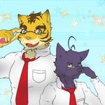  cat eyewear feline glasses mammal morenatsu shin_(morenatsu) tiger torahiko_(morenatsu) 
