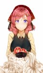  hair_ornament hairclip happy_birthday headwear heart hews_hack holding looking_at_viewer love_live! love_live!_school_idol_project nishikino_maki pink_hair purple_eyes short_hair simple_background smile solo star star_print tomato white_background 