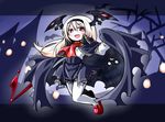  blonde_hair cape exice-zero fang halloween head_wings kugelschreiber long_hair looking_at_viewer open_mouth original red_eyes skirt smile solo white_legwear 