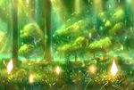  black_hair forest grass light_particles light_rays nature original outstretched_hand sakimori_(hououbds) scenery skirt solo tree 