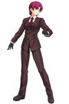  bazett_fraga_mcremitz brown_eyes earrings fate/hollow_ataraxia fate_(series) formal full_body gloves highres jewelry necktie official_art purple_hair short_hair solo suit takeuchi_takashi transparent_background 