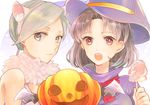  animal_costume animal_ears bat_wings breasts brown_eyes brown_hair candy cat_costume cat_ears chitose_(kantai_collection) chiyoda_(kantai_collection) dress food fuwa_teitoku grey_hair halloween hat jack-o'-lantern kantai_collection lollipop long_hair medium_breasts multiple_girls northern_ocean_hime open_mouth ponytail short_hair smile wings witch_hat 
