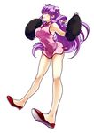  ^_^ bangs breasts china_dress chinese_clothes closed_eyes double_bun dress flats full_body gloves hair_ornament hand_to_own_mouth long_hair medium_breasts no_socks paw_gloves paws pink_dress purple_hair ranma_1/2 red_footwear shampoo_(ranma_1/2) shoes side_slit simple_background sleeveless smile solo very_long_hair white_background yamako_(state_of_children) 