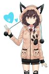  alternate_costume animal_ears bow brown_eyes brown_hair cat_ears fake_animal_ears fuente heart hood hoodie shirt short_hair smile solo touhou usami_renko 