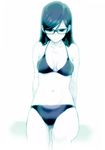  bikini breasts glasses highres large_breasts long_hair looking_at_viewer monochrome navel original puyo simple_background sketch solo swimsuit white_background 