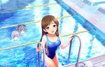  :d anastasia_(idolmaster) blank_stare brown_eyes brown_hair competition_swimsuit goggles goggles_removed idolmaster idolmaster_cinderella_girls idolmaster_cinderella_girls_starlight_stage kanzaki_ranko lane_line long_hair multiple_girls nitta_minami official_art one-piece_swimsuit open_mouth pool pool_ladder poolside smile swim_cap swim_cap_removed swimsuit water wet 