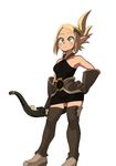  bad_id bad_twitter_id blonde_hair blush bow_(weapon) cra dress evangelyne freckles green_eyes hand_on_hip highres horikoshi_kouhei pointy_ears short_dress solo wakfu weapon wide-eyed 