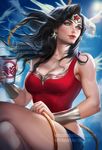  banned_artist bare_shoulders black_hair blue_eyes bracelet breasts dc_comics jewelry large_breasts lips long_hair name_tag realistic sakimichan solo superhero tiara watermark wonder_woman wonder_woman_(series) 