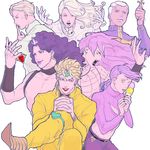  bad_id bad_pixiv_id black_lipstick blonde_hair cross crossed_legs dark_skin dark_skinned_male diavolo dio_brando earrings enrico_pucci finger_to_mouth funny_valentine gloves green_lipstick hands_clasped headband horns ice_cream_cone jewelry jewelry_removed jojo_no_kimyou_na_bouken kars_(jojo) kira_yoshikage knee_pads lipstick long_hair makeup mandaman multiple_boys necklace necklace_removed own_hands_together pink_hair pointy_shoes purple_hair red_lipstick red_stone_of_aja ribbed_sweater shoes steel_ball_run sweater vinegar_doppio white_gloves white_hair 