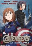  avengers building captain_america captain_america_(cosplay) cloud cloudy_sky cosplay hagiwara_yukiho idolmaster idolmaster_(classic) kikuchi_makoto knife marvel multiple_girls shield sky skyscraper taku1122 winter_soldier winter_soldier_(cosplay) 