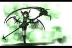  absurdres bad_id bad_pixiv_id black_dress black_hair black_rock_shooter dead_master dress ganesagi highres holding holding_scythe horns scythe solo weapon 