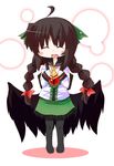  alternate_hairstyle backpack bad_id bad_pixiv_id bag braid brown_hair eyes kuraryu long_hair pantyhose reiuji_utsuho solo touhou twin_braids twintails wings 