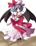  back bad_id bad_pixiv_id bat_wings blue_hair hat looking_back red_eyes remilia_scarlet ribbon short_hair solo touhou urimono wings wrist_cuffs 