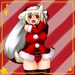  animal_ears breasts cameltoe christmas covered_nipples detached_sleeves fang hat inubashiri_momiji large_breasts red_eyes revision santa_costume santa_hat shinobe short_hair silver_hair solo tail thighhighs touhou wolf_ears wolf_tail 