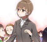  3girls bad_id bad_pixiv_id brown_hair edasaki_banri formal hairband kiyama_harumi multiple_girls sasamori_tomoe short_hair suit to_aru_kagaku_no_railgun to_aru_majutsu_no_index 