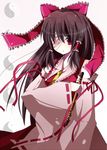  bad_id bad_pixiv_id bandage_over_one_eye bandages blood brown_hair detached_sleeves flute hakurei_reimu instrument japanese_clothes long_hair rairateru red_eyes solo touhou 