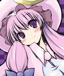  absurdres blush coo hat highres long_hair patchouli_knowledge purple_eyes purple_hair ribbon smile solo touhou 