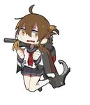  anchor brown_eyes brown_hair folded_ponytail inazuma_(kantai_collection) kantai_collection long_hair open_mouth school_uniform serafuku skirt solo tears uotsu_(sabakou) 