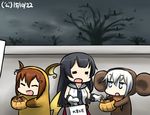  agano_(kantai_collection) cheburashka commentary dated gen_1_pokemon halloween hamu_koutarou hibiki_(kantai_collection) ikazuchi_(kantai_collection) kantai_collection multiple_girls namesake pokemon pokemon_(creature) raichu translated 