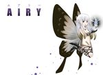  aerie_(bravely_default) bare_shoulders bravely_default:_flying_fairy bravely_default_(series) brown_eyes butterfly_wings character_name cross-laced_legwear crystal dress fairy gloves gradient_hair long_hair multicolored_hair open_mouth pointy_ears short_dress silver_hair simple_background solo strapless strapless_dress white_background wings yayoihiro 