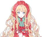  bad_id bad_pixiv_id blonde_hair blue_eyes bonnet doll long_hair looking_at_viewer parted_lips piyo_(ppotatto) rozen_maiden shinku simple_background solo teeth white_background 