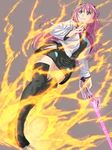  blue_eyes boko_(maniacpurple) boots fire from_below gakusen_toshi_asterisk headgear highres julis-alexia_von_riessfeld long_hair panties pantyshot pink_hair school_uniform skirt smile solo standing sword thigh_boots thighhighs underwear weapon 