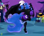  2015 absurd_res anjuneko anthro anthrofied areola badgerben bat_wings big_breasts blue_eyes breasts butt cutie_mark equine fangs female friendship_is_magic full_moon hair halloween hi_res holidays horn huge_breasts hyper hyper_breasts long_hair looking_at_viewer mammal moon my_little_pony nightmare_moon_(mlp) nipples open_mouth outside pussy raised_leg solo winged_unicorn wings 