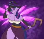  2015 absurd_res anthro anthrofied b00mt00b big_breasts breasts cleavage clothed clothing equine female friendship_is_magic glowing hair hat hi_res holding horn huge_breasts long_hair looking_at_viewer mammal my_little_pony purple_eyes purple_skin solo staff twilight_sparkle_(mlp) unicorn witch_hat 