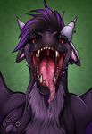  dragon drooling gaping_mouth hair horn looking_at_viewer lukurio mouth_shot open_mouth red_eyes saliva scalie solo syrreth teeth tongue tongue_out western_dragon 