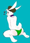  anixis collar cute eyewear glasses lagomorph male mammal piercing rabbit simple_background solo yeneeko_matsuda 