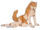  alpha_channel anklet armband armpit_hair bracelet butt canine claws fluffy fur hair jewelry khalliys kneeling looking_towards_viewer male mammal nude pawpads paws red_nose simple_background snout solo tan_fur tattoo transparent_background tribal_marks were werewolf white_fur wolf yellow_eyes 