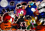  1girl 3boys ??.??.?? amy_rose anthro black_nose boots canine clothing dress echidna female food footwear fox furry group hair halloween hat hedgehog holidays knuckles knuckles_the_echidna male mammal mask miles_prower monotreme moon multiple_boys night pink_hair pumpkin sega short_hair sonic sonic_(series) sonic_the_hedgehog video_games 