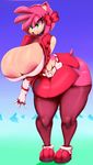  2015 amy_rose anthro areola big_breasts breasts cleavage clothed clothing female fur hedgehog huge_breasts mammal pink_fur solo sonic_(series) vhsdaii 