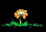 2015 animated bigger_version_at_the_source black_background corruption creepy dancing digital_media_(artwork) flora_fauna flowey_the_flower looking_at_viewer male nightmare_fuel open_mouth pixel_(artwork) plant red_eyes simple_background smile solo sovanjedi teeth undertale video_games 
